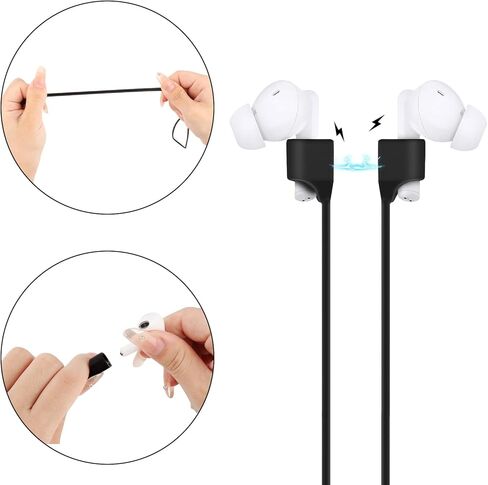 3 Pack Magnetic Anti Lost Straps for AirPods Black Silicone Sports Lanyard for Neck Rope Cord in Saudi Arabia