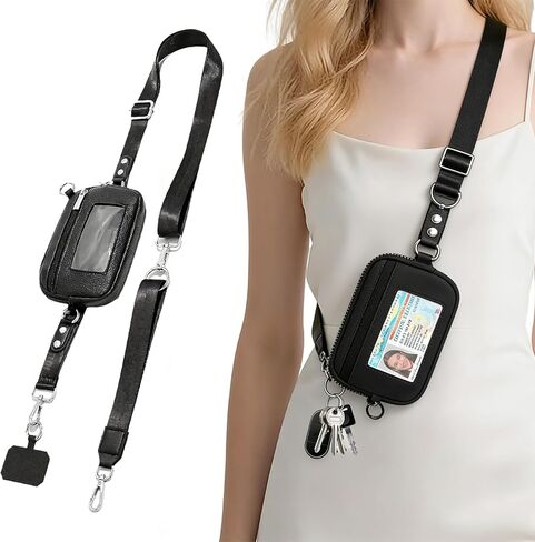 Cell Phone Lanyard Crossbody with Wallet, Adjustable Phone Strap with Detachable Wallet Pouch in Saudi Arabia
