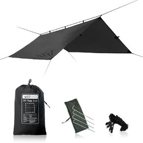 أرجوحات DD - قماش القنب DD 3x3 - أسود داكن (10 أقدام × 10 أقدام) - مقاوم للماء بنسبة 100% - مأوى خفيف الوزن ومتعدد الوظائف لخيمة ذبابة المطر من أجل صناعة الأشجار والتخييم in Kuwait