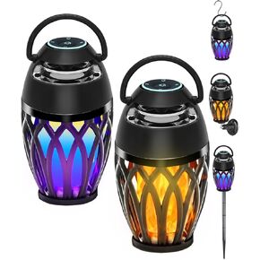 Upgraded Outdoor Bluetooth Speakers, Portable Speaker Waterproof IPX6 with LED RGB Flame Lights, Gadget Gifts for Dad, Hd Stereo Sound, BT 5.3 Portable Wireless Speaker For patio Deals Party(2 Pack) in Saudi Arabia