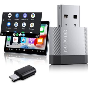 OTTOCAST Mini Nova، 2 في 1 الجيل الجديد من Carplay اللاسلكي ومحول Android التلقائي، التوصيل والتشغيل، دونجل USB لإعادة الاتصال التلقائي، متوافق مع OEM السلكية Carplay/Android Auto Cars in Kuwait