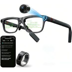 Smart Glasses with Camera & AR Display, AI Translation Glasses with 268 Languages, Invisible Teleprompter Glasses for Speech, Ring Control Bluetooth Smart Glasses, Video Glasses for Travel Business in Saudi Arabia