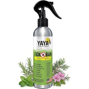 YAYA ORGANICS Tick Ban DEET-Free Mist Spray - Made in USA - All Natural Extra Strength Tick Repellent Spray Made with Essential Oils - Safe for Kids & Dogs (8 Ounce) in Saudi Arabia