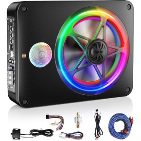 Bluetooth Connection 1200W Subwoofer and Amp Package with Three Speakers, Adjustable Multicolor LED Lights, Deep Bass Boost,Phone Connectivity for Music Playback,Only Fit Large Screen Cars/Trucks/Vans in Saudi Arabia