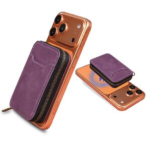 for Magsafe Wallet Magnetic Card Holder, PU Leather Phone Wallet Compatible with MagSafe Phones and Cases for iPhone17/ 16/15/ 14/13/ 12/ Pro/Max/Pl,Cell Phone ID Photo Album Holder with Zipper(Black) in Saudi Arabia