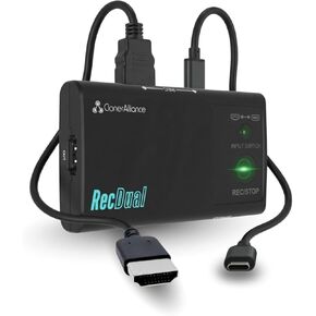ClonerAlliance RecDual Dongle, Mini Standalone Dual-Input 1080p@60fps Video Recorder with 4K@60fps Passthrough, HDMI & USB Type-C DP Capture. Schedule & Loop Recording. in Kuwait