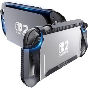حافظة HEYSTOP Switch 2 متوافقة مع غطاء حافظة Nintendo Switch 2 القابل للإرساء، حافظة Switch 2 الواقية من مادة TPU مع واقي شاشة و6 مقابض إبهام، زجاج مقسى عالي الدقة، ممتص للصدمات ومضاد للخدش in Kuwait