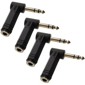 4-Piece 1/4" (6.35mm) TRS Stereo Right-Angle Audio Adapter Kit – Male-to-Female, Space-Saving Angle, Professional-Grade Contacts in Saudi Arabia