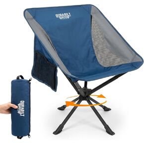 360° Rotation Swivel Camping Chair- Holds 330lb, Small Portable Folding Chair, Ultralight 4lb Compact Backpack Chair with Carry Bag & Side Pocket for Camping, Hiking, Beach, Fishing, Hunting in Saudi Arabia