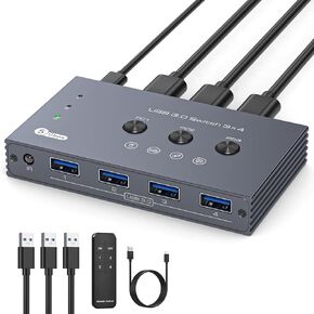 THXCDBID USB 3.0 Switch 3 أجهزة كمبيوتر مشاركة 4 USB-A Port USB Switch Selector 5Gbps مشاركة لوحة المفاتيح والماوس والطابعة الماسح الضوئي يتضمن 3 كابلات إدخال USB 3.0 وجهاز تحكم عن بعد بالأشعة تحت الحمراء in Saudi Arabia
