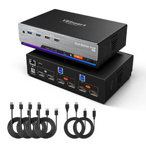 TESmart 8K@60Hz DP KVM Switch 2 Monitors 2 Computers EDID, DP 1.4 KVM Switch Dual Monitor 4K@144Hz for Gaming Dock, Gigabit Network, Support USB3.0, Hotkey Switch, Audio & Mic with All Input Cables in Saudi Arabia
