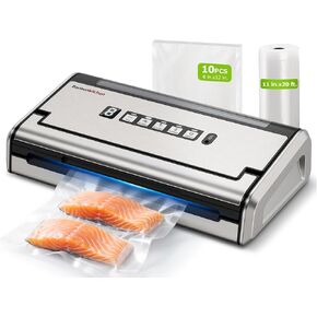 Bonsenkitchen Vacuum Sealer for Food, One-Hand Operation Food Vacuum Sealer Machine with Digital Timer, 0.2-inch Wider Seal, Built-in Cutter and Bag Storage for Meal Prep, 1 Roll Bag & 10 Pre-Cut Bags in Kuwait