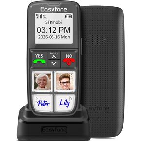 Easyfone Prime-T6 4G Picture Button Cell Phone for Seniors | Easy-to-use | Clear Sound | SOS Button | Easy Charging Dock | SIM Card Included | Suitable for Dementia, Alzheimer's and Kids | 4 Big Memory Buttons, Easy Charging Dock, Emergency SOS Key, Easy- in Saudi Arabia