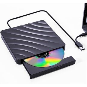 External CD DVD Drive for PC - USB 3.0 CD Burner DVD Player for Laptop, External Optical Drives for PC/MacBook, Disc Reader for Windows 11/10/8/7/XP/Vista, Linux, Mac in Saudi Arabia