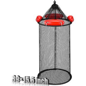 Large Collapsible Floating Fishing Basket 39 x 15.75 inch for Live Caught Fish Foldable Floating Fish Basket Net Bait for Bait Storage Cage for Keeping Minnows Shrimp in Saudi Arabia
