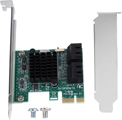 SATA Expansion Card, 4-Port PCIe X1 to SATA 3.0 Adapter, 6Gbps SATA III Controller with Low Profile Desktop PC Support, SSD and HDD Compatible in Saudi Arabia