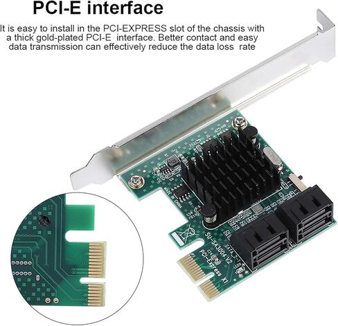 SATA Expansion Card, 4-Port PCIe X1 to SATA 3.0 Adapter, 6Gbps SATA III Controller with Low Profile Desktop PC Support, SSD and HDD Compatible in Saudi Arabia
