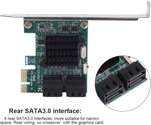 SATA Expansion Card, 4-Port PCIe X1 to SATA 3.0 Adapter, 6Gbps SATA III Controller with Low Profile Desktop PC Support, SSD and HDD Compatible in Saudi Arabia