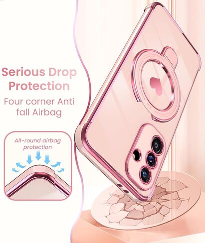 for Samsung Galaxy A37 5G Cute Love Heart Kickstand Woman Girls Phone Case with Screen Protector: Luxury Plated Gold Edge Slim Soft TPU Full Camera Protection Case Cover for A37 5G (Pink) in Saudi Arabia