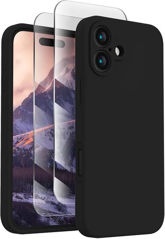 حافظة FireNova مصممة لهاتف iPhone 16، حافظة هاتف مطورة من السيليكون [حماية الكاميرا]، بطانة داخلية ناعمة من الألياف الدقيقة المضادة للخدش، 6.1 بوصة، أسود in Kuwait