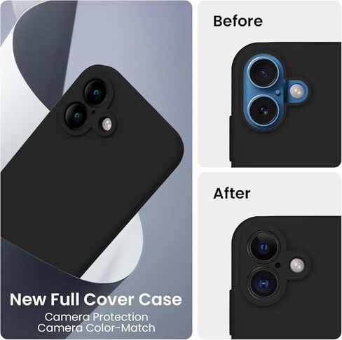 حافظة FireNova مصممة لهاتف iPhone 16، حافظة هاتف مطورة من السيليكون [حماية الكاميرا]، بطانة داخلية ناعمة من الألياف الدقيقة المضادة للخدش، 6.1 بوصة، أسود in Kuwait