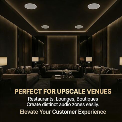Herdio 6 Inch 70V Commercial Ceiling Speakers, High-Fidelity Audio, Effortless Installation, Wide Sound Coverage, Ideal for Restaurants, Offices and Commercial Spaces (White, 4-Pack) in Saudi Arabia