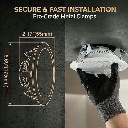 Herdio 6 Inch 70V Commercial Ceiling Speakers, High-Fidelity Audio, Effortless Installation, Wide Sound Coverage, Ideal for Restaurants, Offices and Commercial Spaces (White, 4-Pack) in Saudi Arabia