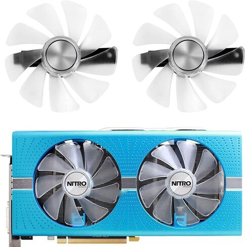 CF1015H12D GPU-Fan-Replacement for Sapphire Radeon Nitro+ RX 590 Graphics Card (2pcs White Fan with Red Light) in Saudi Arabia