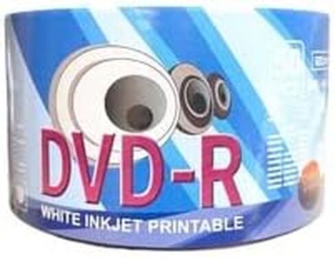DVD-R 16x 4.7GB White Inkjet Hub Printable 50 Pieces by LSK Media | Blank DVDs for Burning Video | DVD Discs Blank | Recordable DVDs in Saudi Arabia
