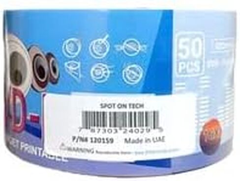 DVD-R 16x 4.7GB White Inkjet Hub Printable 50 Pieces by LSK Media | Blank DVDs for Burning Video | DVD Discs Blank | Recordable DVDs in Saudi Arabia