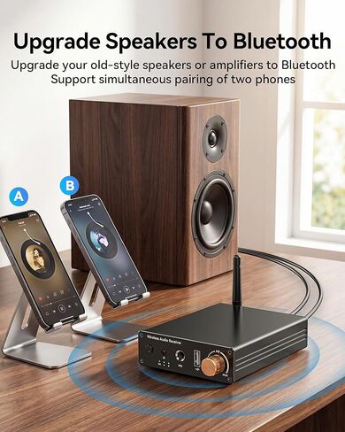 Bluetooth 6.0 Receiver, Hi-Fi Adapter with Wireless Long-Range Low-Latency, Suitable for Home Audio Music Streaming Stereo Systems/Home Speakers, Featuring AUX 3.5mm/RCA, USB Playback in Saudi Arabia