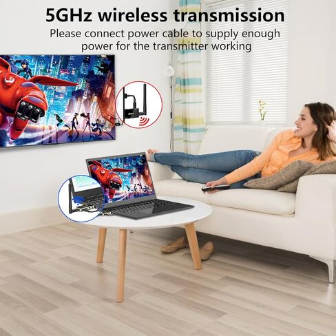جهاز إرسال واستقبال لاسلكي HDMI، طقم موسع HDMI لاسلكي بوظيفة KVM مع هوائي، بدون تصميم لتبديد الحرارة بشكل أفضل، نطاق 200 متر/656 قدم in Saudi Arabia