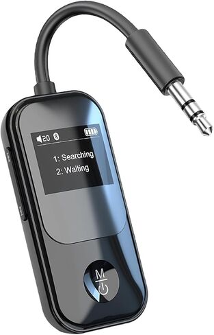 محول صوت بلوتوث 5.3 2 في 1 من XENUS 2026، وصلة مزدوجة لسماعات AirPods/سماعات رأس، جهاز إرسال AUX 3.5 ملم OLED للطائرة والتلفزيون والسيارة (أسود) in Saudi Arabia