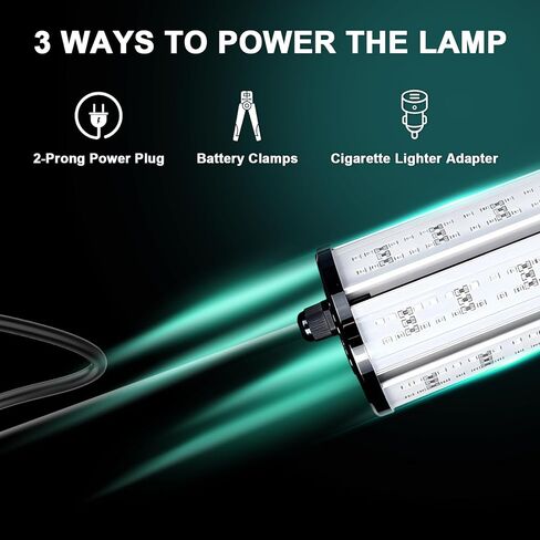 Underwater Fishing Light 60W 7500LM, 530nm Green Submersible Fish Attractant Light with 30FT Cord, 100–240V AC to 12V DC Adapter, Alligator Clip Cable, 40FT Safety Cable, for Night Fishing, Dock, Boat in Saudi Arabia