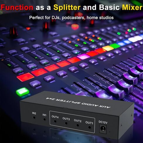 2 في 4 خارج 3.5 ملم Aux Audio Splitter ستيريو مستوى الخط الموزع خلاط مع تحكم مستقل في مستوى الصوت in Kuwait