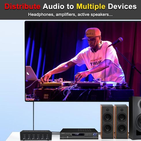 2 في 4 خارج 3.5 ملم Aux Audio Splitter ستيريو مستوى الخط الموزع خلاط مع تحكم مستقل في مستوى الصوت in Kuwait