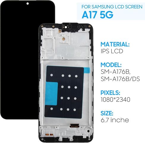 Screen Replacement for Samsung Galaxy A17 5G / A17 4G Incell SM-A176B, SM-A176B/DS A175F A175M 6.7" LCD Display Touch Digitizer Glass Assembly(Black with Frame) in Saudi Arabia