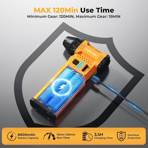 Electric Air Duster & Vacuum 2-in-1, 180000RPM Brushless Motor, Rechargeable Compressed Air Duster with 8000mAh Battery, Stepless Speed Control, 7-Mode Light Mini Blower for PC, Car, Home, Outdoor in Saudi Arabia