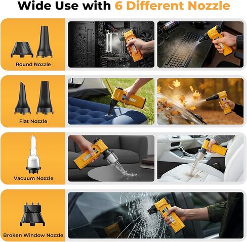 Electric Air Duster & Vacuum 2-in-1, 180000RPM Brushless Motor, Rechargeable Compressed Air Duster with 8000mAh Battery, Stepless Speed Control, 7-Mode Light Mini Blower for PC, Car, Home, Outdoor in Saudi Arabia