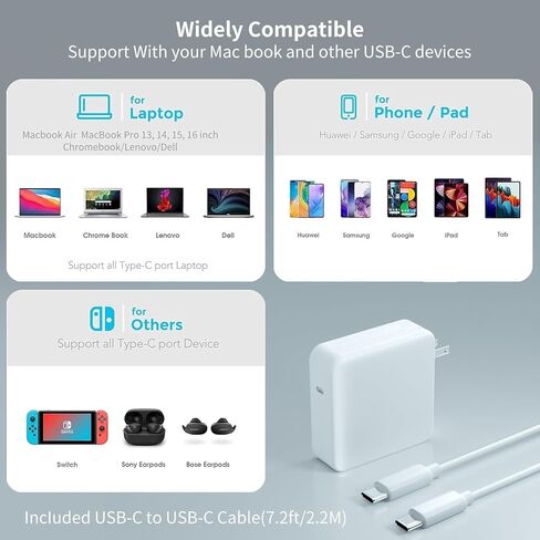 100W Charger for MacBook Pro&MacBook Air(After 2017),Compatible with MacBook pro/Air16 15 14 13 inch(M1-M5),C-Type Interface in Saudi Arabia