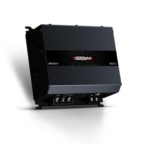 SounDigital EVO6 3000.1 مضخم صوت السيارة 3000 وات RMS، فئة D قطعة واحدة، 1 أوم ثابت، نطاق كامل، تصميم مضغوط، LPF/HPF مدمج، تعزيز الجهير، MOSFET، مشبك وتشغيل مؤشرات LED، SD3000.1-1D in Saudi Arabia