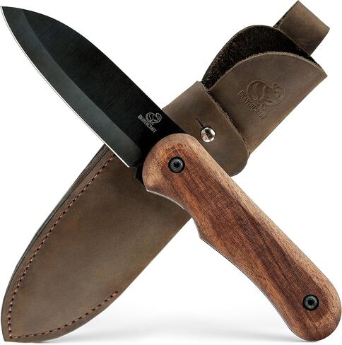 سكين BeaverCraft Bushcraft Full Tang - سكين بوش للتخييم مع غمد، فولاذ كربوني، شفرة ثابتة صغيرة EDC، هدية في الهواء الطلق للرجال | ظل BSH5 in Kuwait
