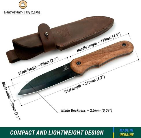 سكين BeaverCraft Bushcraft Full Tang - سكين بوش للتخييم مع غمد، فولاذ كربوني، شفرة ثابتة صغيرة EDC، هدية في الهواء الطلق للرجال | ظل BSH5 in Kuwait
