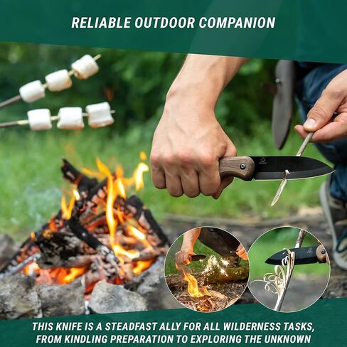 سكين BeaverCraft Bushcraft Full Tang - سكين بوش للتخييم مع غمد، فولاذ كربوني، شفرة ثابتة صغيرة EDC، هدية في الهواء الطلق للرجال | ظل BSH5 in Kuwait