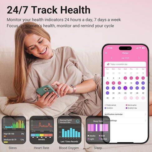 Trendia Smart Watches for Women, 1.83'' HD Fitness Tracker with Answer/Make Calls, Heart Rate/Sleep/SpO2 Monitor, 120+ Sport Modes, IP68 Waterproof, Compatible iPhone/Samsung/Android Rose Pink in Saudi Arabia