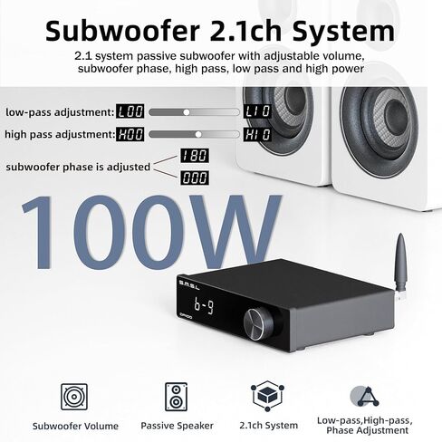 SMSL DA100 مضخم طاقة 100 وات TI TAS5827 *2 مضخم صوت من الفئة D عالي/منخفض التمرير 2.1 مضخم صوت بلوتوث 5.3 تحكم إلكتروني في مستوى الصوت ستيريو أمبير EQ تعديل BT/USB/HDMI(ARC)/بصري/خط دخل in Saudi Arabia