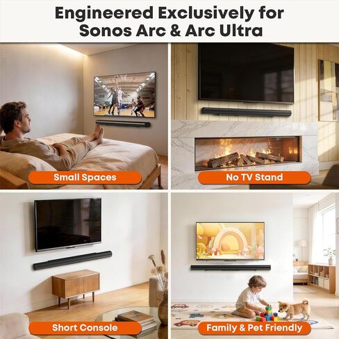 PUTORSEN Sonos Arc Ultra & Sonos Arc Soundbar Wall Mount, Sound Bar Mounts Under TV, Hidden Design,with Spirit Level and Protective Foam Pads,Weight Capacity 22 LBS in Saudi Arabia