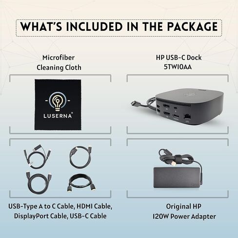 محطة إرساء HP 5TW10AA بقدرة 120 وات لأجهزة الكمبيوتر المحمول ذات الشاشة المزدوجة USB-C G5 مع HDMI ومنفذ DisplayPort وكابلات USB-C (جديدة) in Kuwait