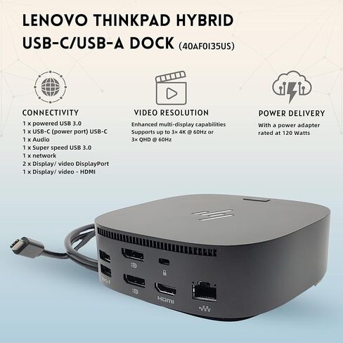 محطة إرساء HP 5TW10AA بقدرة 120 وات لأجهزة الكمبيوتر المحمول ذات الشاشة المزدوجة USB-C G5 مع HDMI ومنفذ DisplayPort وكابلات USB-C (جديدة) in Kuwait