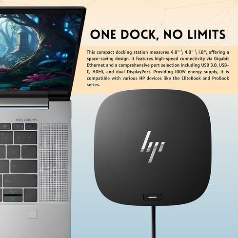 محطة إرساء HP 5TW10AA بقدرة 120 وات لأجهزة الكمبيوتر المحمول ذات الشاشة المزدوجة USB-C G5 مع HDMI ومنفذ DisplayPort وكابلات USB-C (جديدة) in Kuwait